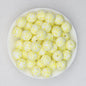 Colorful 15mm Printed Silicone Round Beads Patterned 50pcs - Yellow