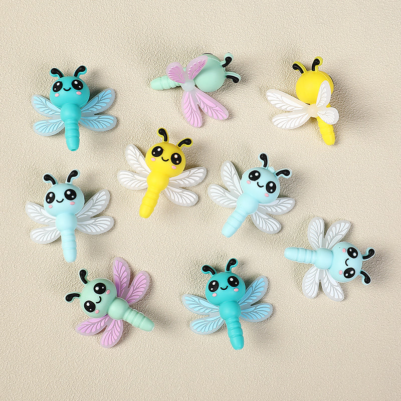 3D Cute Dragonfly Silicone Focal Beads 20Pcs  3