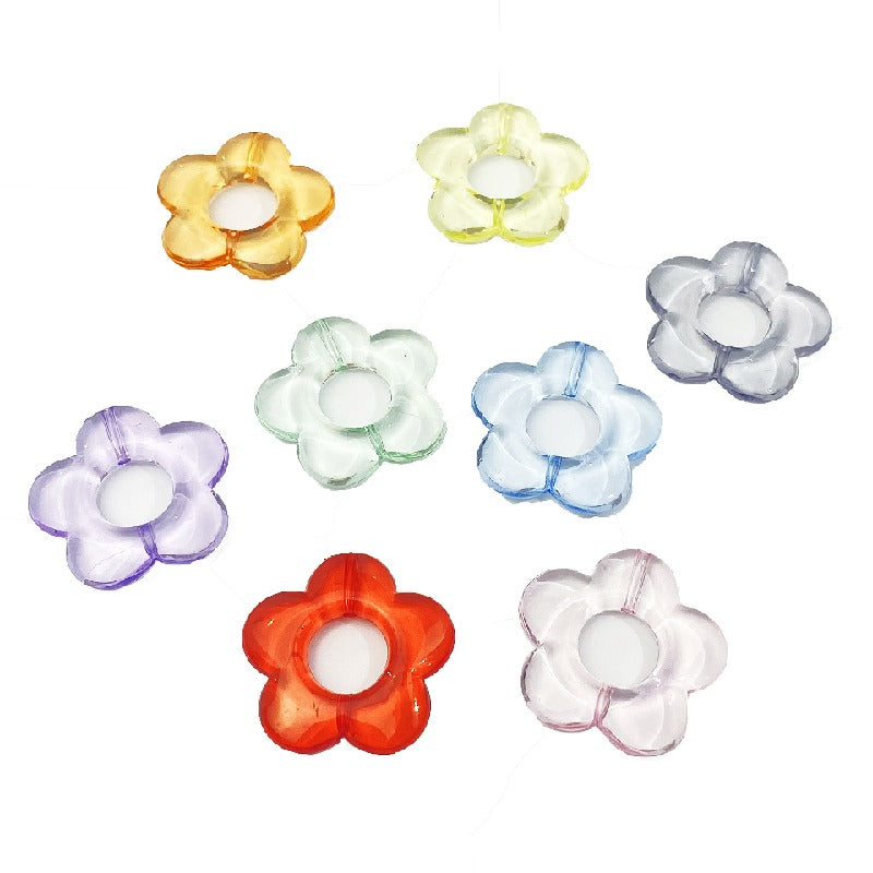 Transparent Hollow Flower Acrylic Beads 19mm Colorful 40pcs