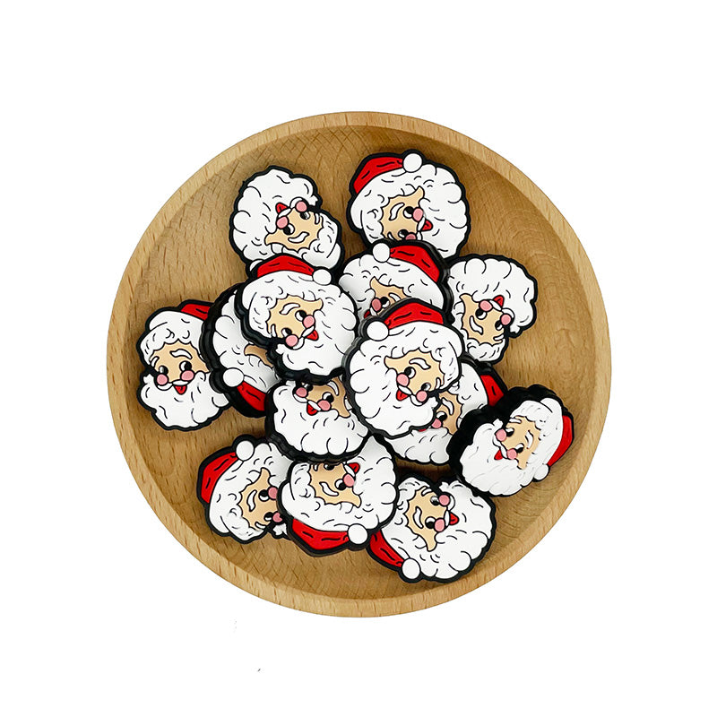 Silicone Focal Beads Christmas Santa Claus Face 20pcs 2