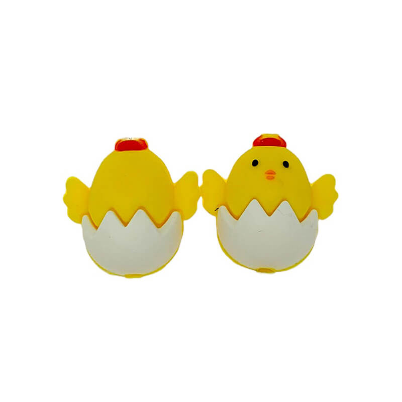Silicone 3D Focal Beads Easter Chicken Chick Nestled in Cracked Egg