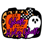 Silicone Focal Beads Halloween Ghost With Purple Script Text