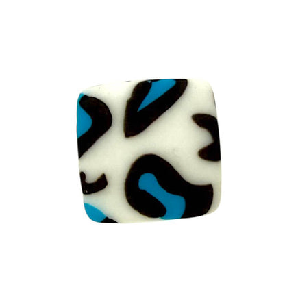 13.5mm Square Silicone Beads Printed Designs Mix 50pcs 10