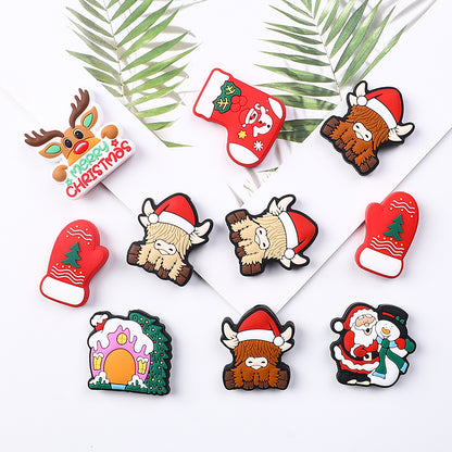 Silicone Focal Beads Christmas Tree House Kitty Merry Christmas 20pcs 4