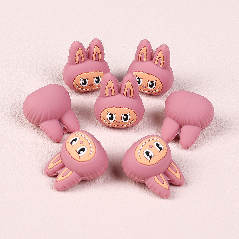 Silicone 3D Focal Beads Bunny Labub Unique Expressions 20pcs