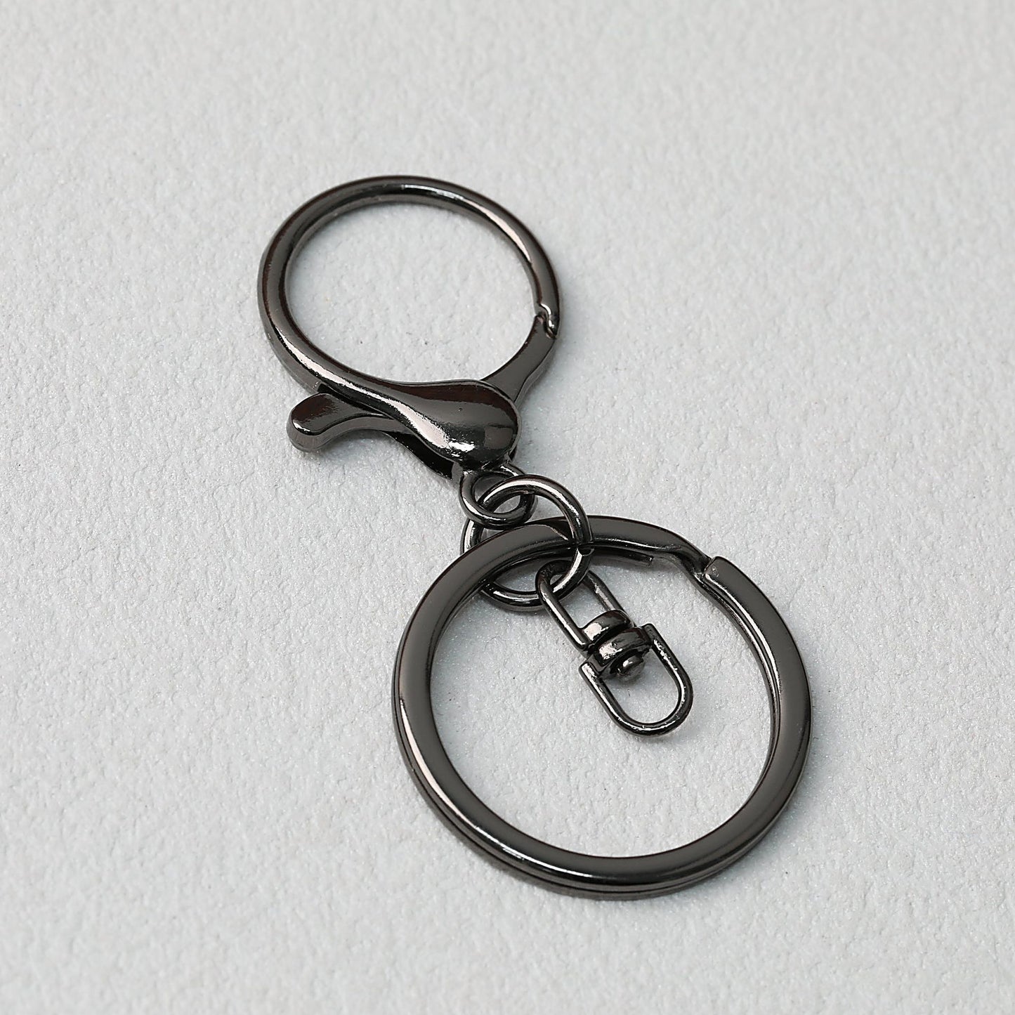 Zinc Alloy Lobster Clasp Keychain Hardware with Split Ring - Gun Black