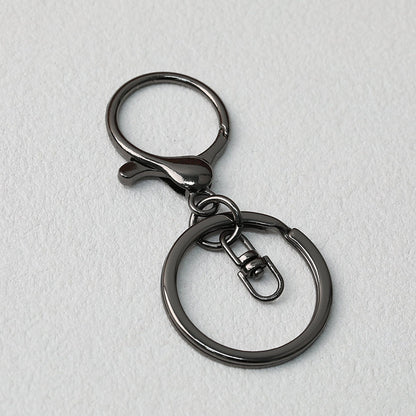 Zinc Alloy Lobster Clasp Keychain Hardware with Split Ring - Gun Black