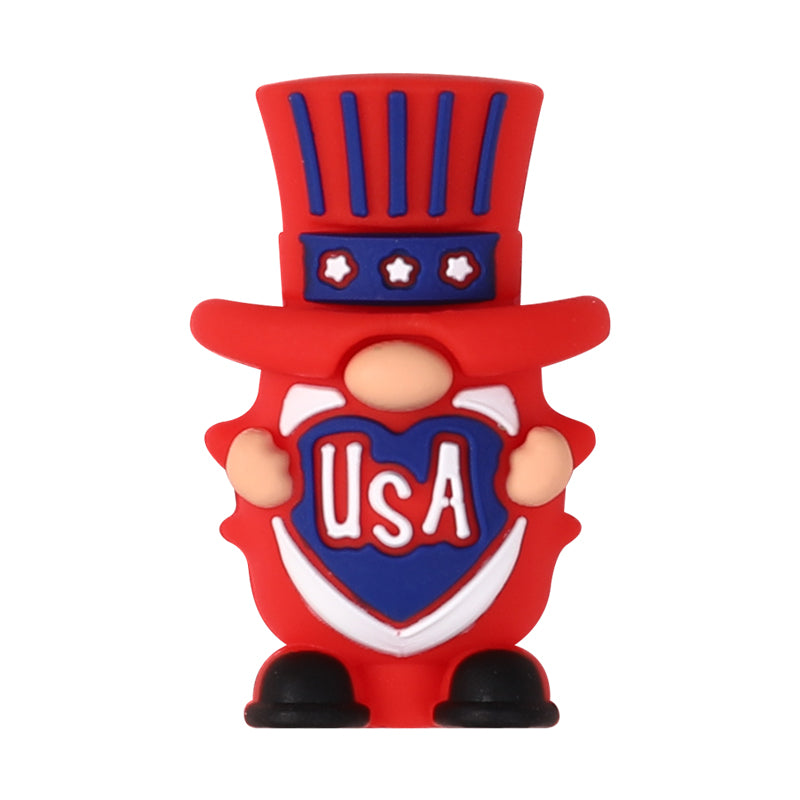 Silicone 3D Focal Beads Independence Day Dwarf USA Text Stars 20pcs 12