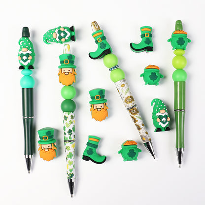Silicone 3D Focal Beads St Patricks Day Lucky Hat With Clover Detail 20pcs 7