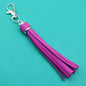 PU Leather Tassel Keychain 9cm Strips Silver Lobster Clasp 22