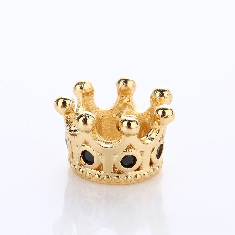 Copper Crown Spacer Beads 10.8x7.2mm Inlaid with Zircon 10pcs 9