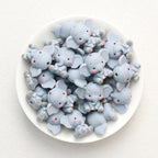 3D Cute Gray Elephant Silicone Focal Beads 20Pcs  2