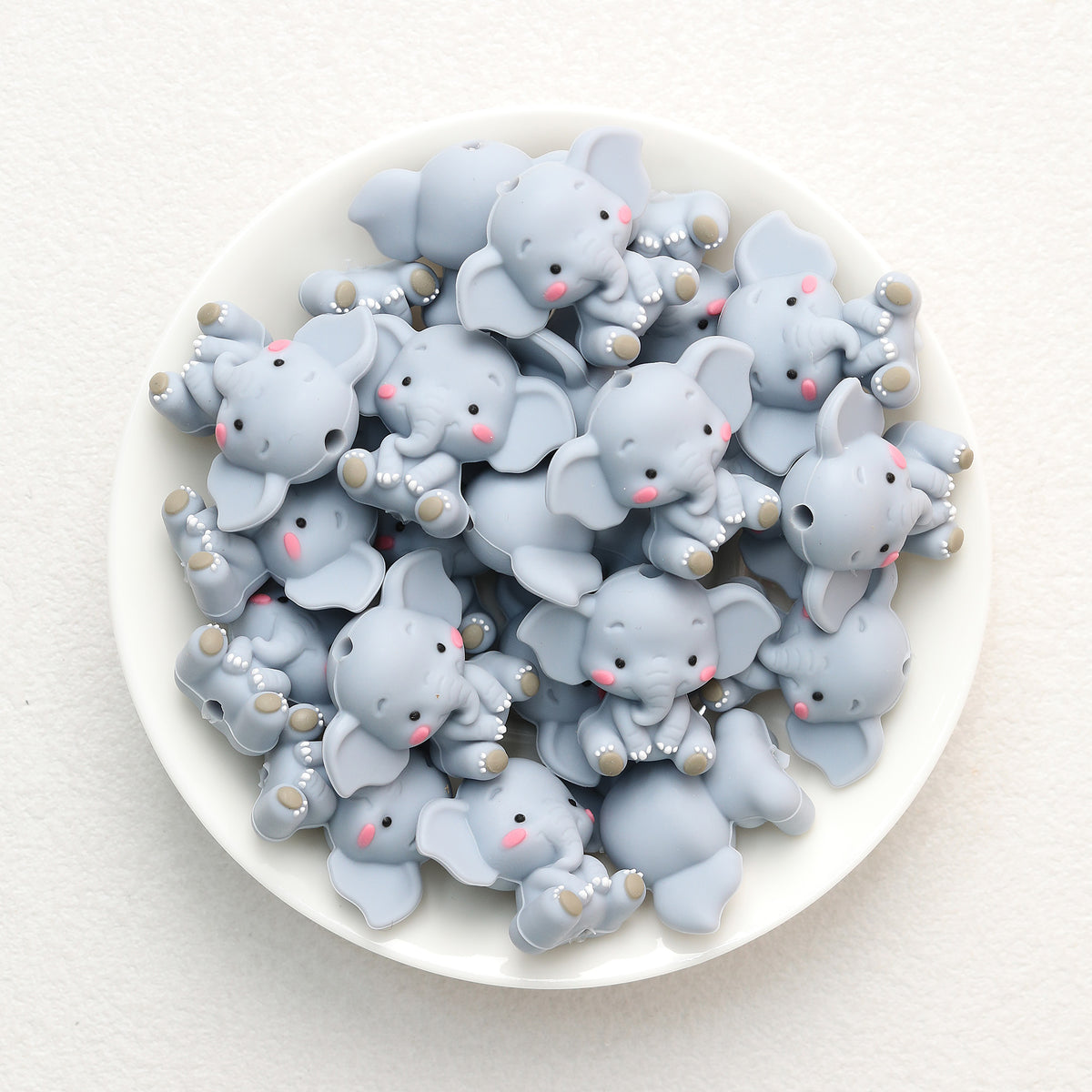 3D Cute Gray Elephant Silicone Focal Beads 20Pcs  2