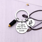 Stainless Steel Teacher Keychain Engraved Disc Pencil Cap Charm 2