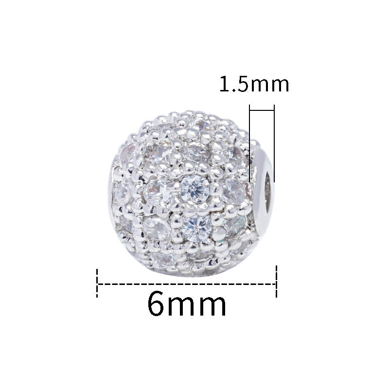 Fancy Zirconia Paved Brass Round Beads 6mm 8mm 10mm 30pcs 21