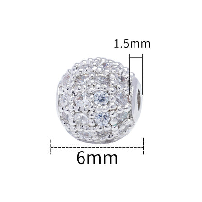 Fancy Zirconia Paved Brass Round Beads 6mm 8mm 10mm 30pcs 21