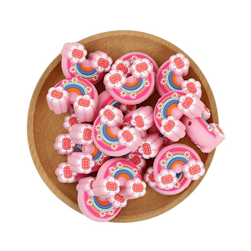Silicone 3D Focal Beads Halloween Rainbow Pumpkin Daisy Holding Pumpkin Faces 20Pcs 3
