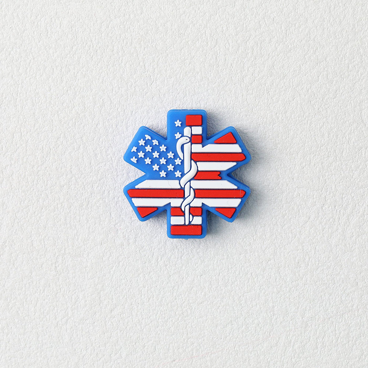 US Independence Day Silicone Focal Beads Blue Ambulance 20pcs