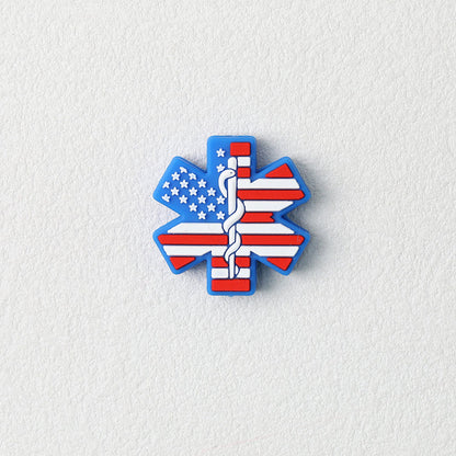 US Independence Day Silicone Focal Beads Blue Ambulance 20pcs