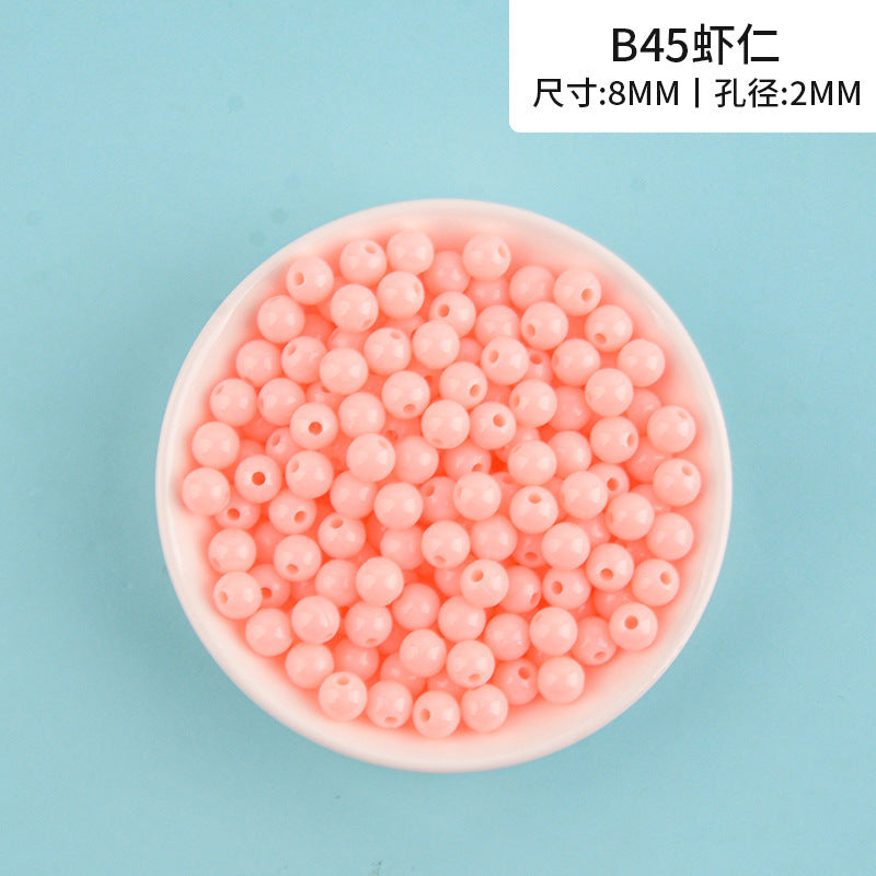 Solid Color Round Acrylic Beads 8mm 100g 23