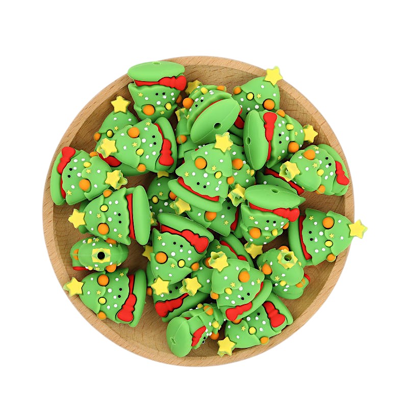 Silicone 3D Focal Beads Christmas Tree Layered Ornaments Star 20pcs 3