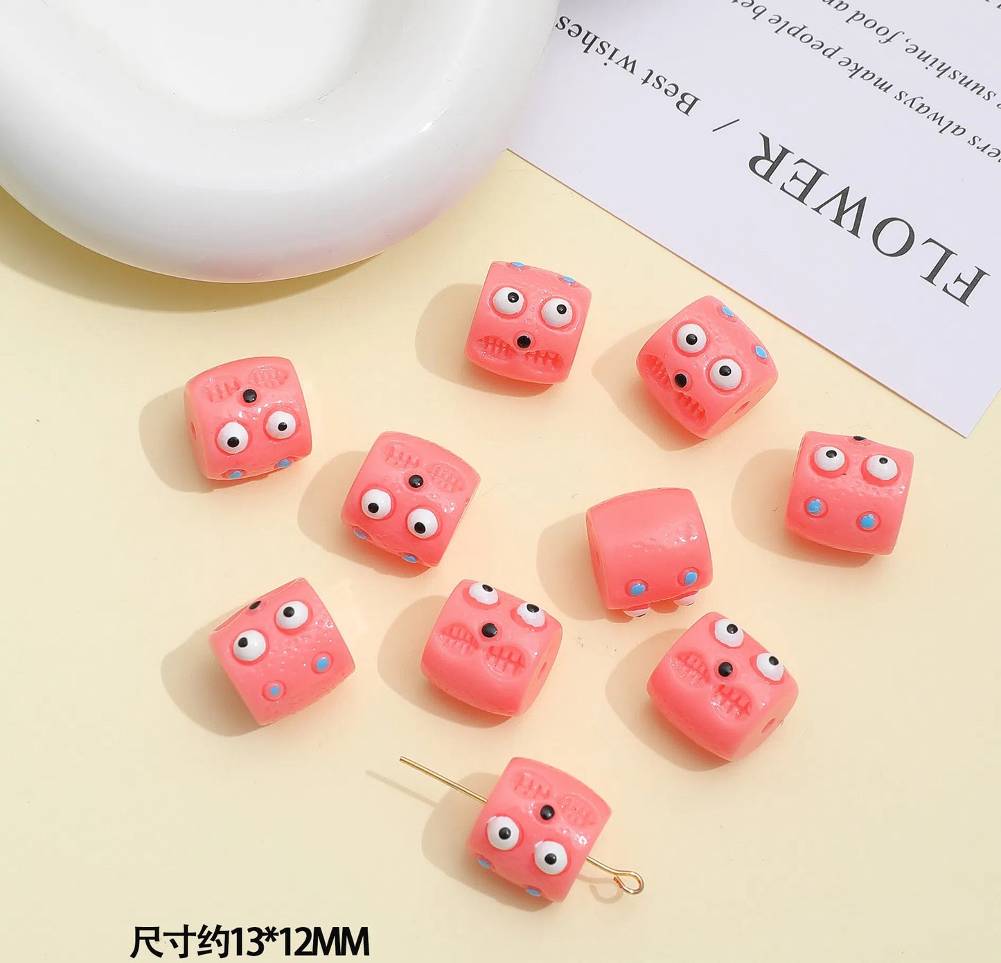 Monster Resin Barrel Beads 13mm Glossy 2pcs 8