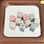 Striped Square Acrylic Beads 14mm Light Pastel Colors 10pcs
