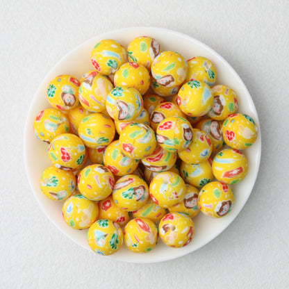 15mm Printed Silicone Beads with Nurse Ambulance and Floral Designs 50pcs 6