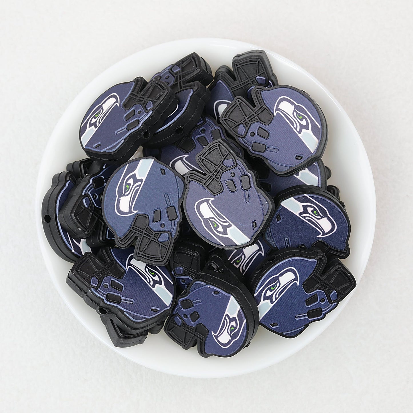 NFL Teams Helmet Silicone Focal Beads Printed Designs 20pcs - Seattle Seahawks