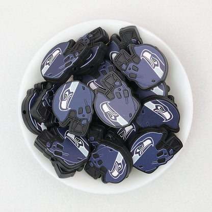 NFL Teams Helmet Silicone Focal Beads Printed Designs 20pcs - Seattle Seahawks