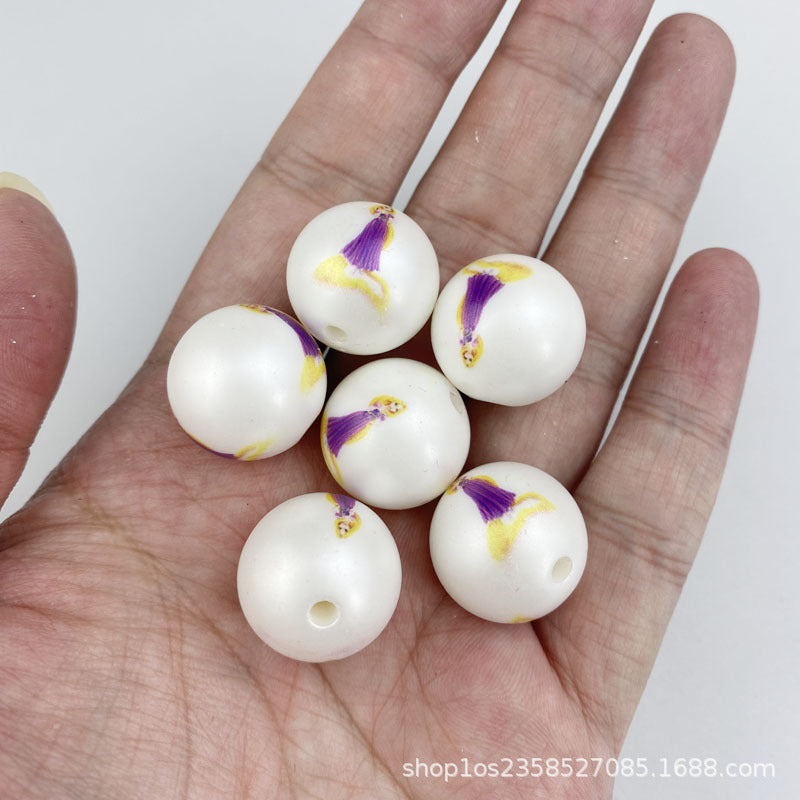 Matte Pearl Princess Bubblegum Beads ABS Plastic 20mm 10pcs 4