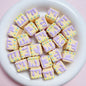 Hand Painted Cube Acrylic Beads 16mm Cream Dripping Icing 5pcs 10