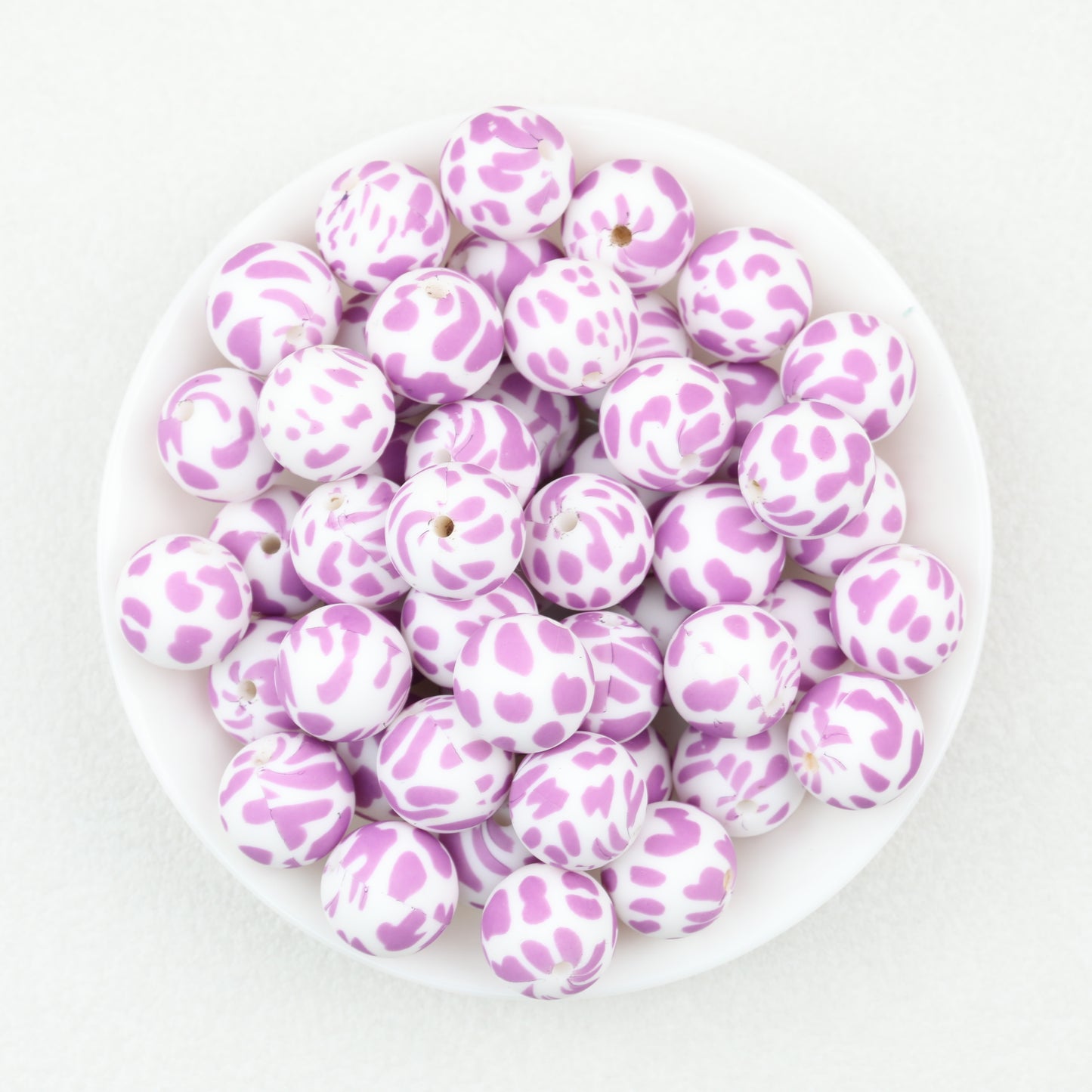 15mm Cow PPrinted Round Silicone Beads Colorful Spots 50pcs 4