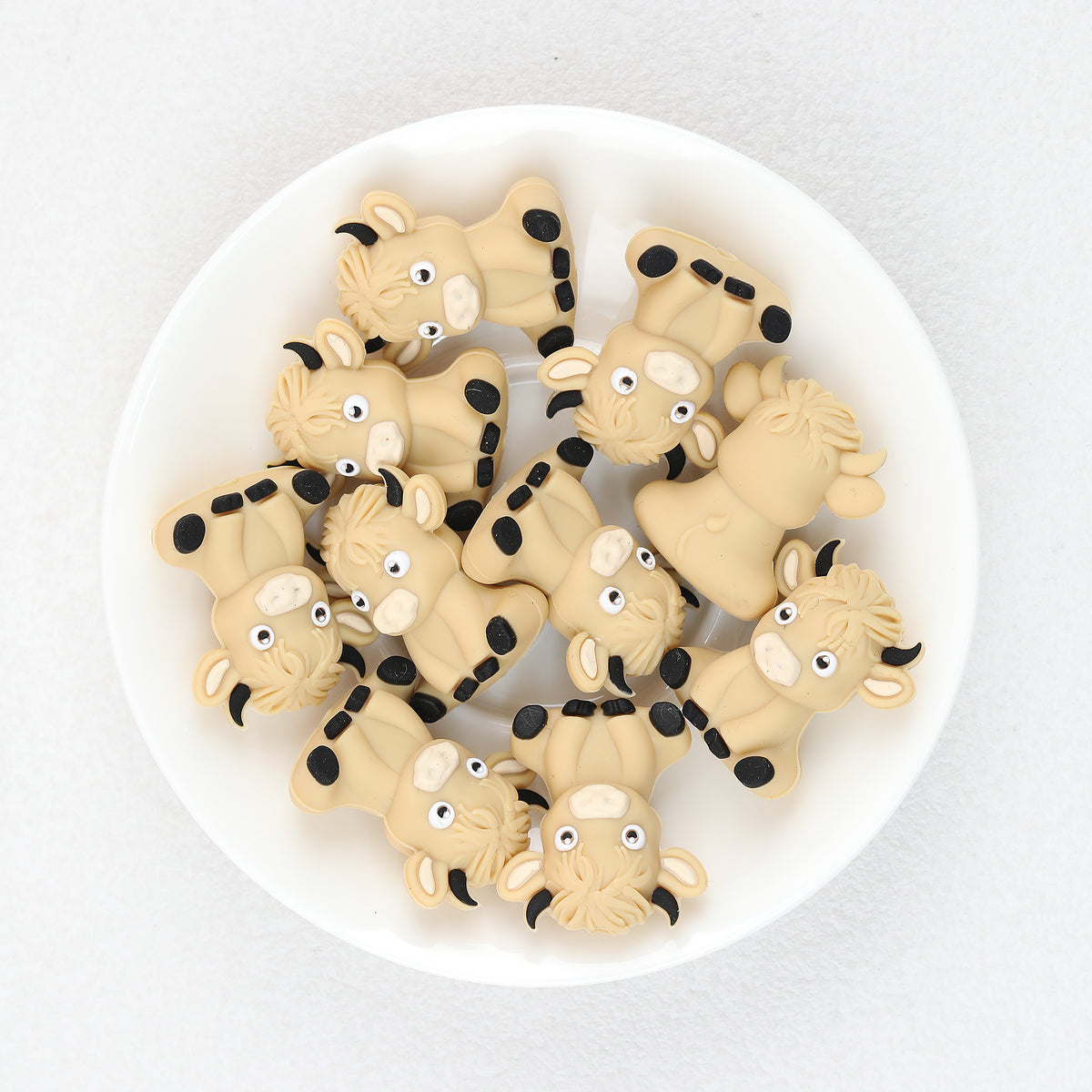  3D Cute Highland Cow Silicone Focal Beads 20Pcs 3