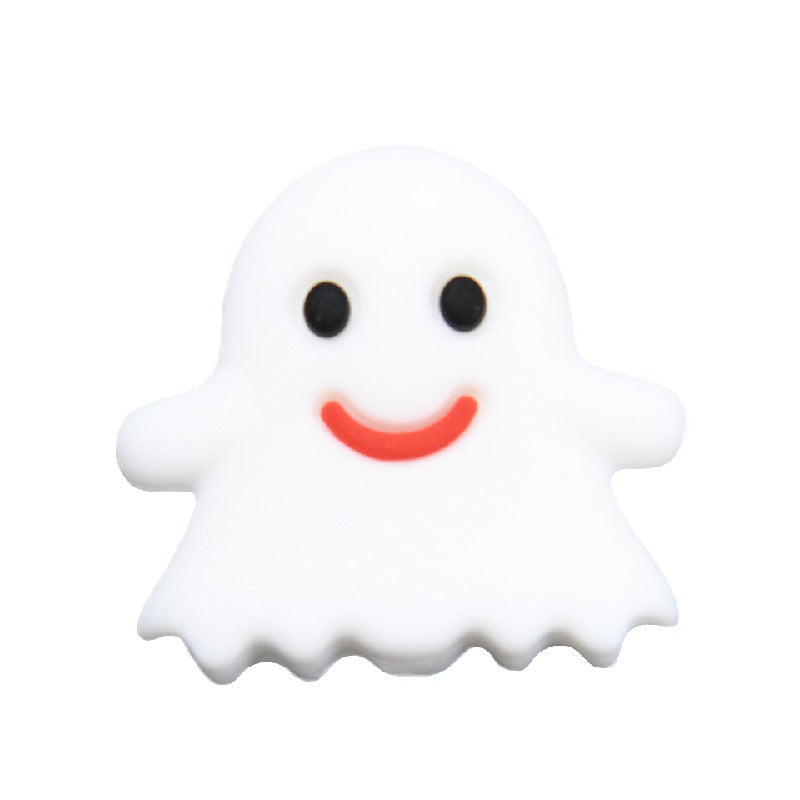 Silicone Focal Beads Halloween Ghost Pumpkin Bat Designs 10pcs 6