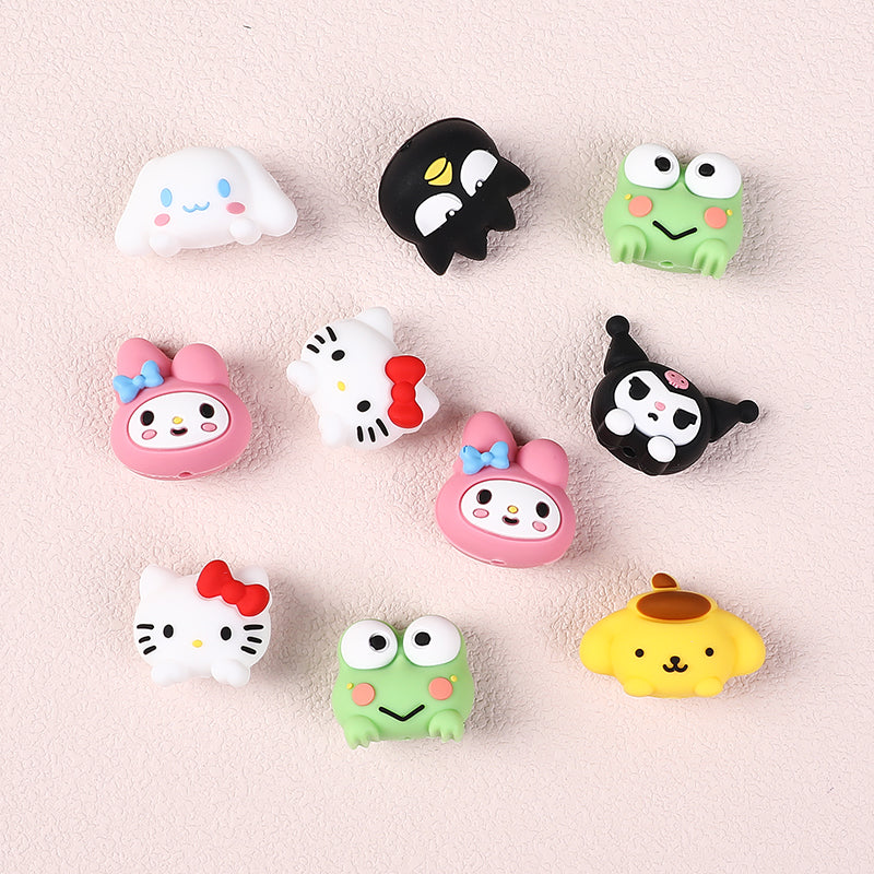 Silicone 3D Focal Beads Sanrio Avatar Smiling Faces Mixed Set 20pcs 5