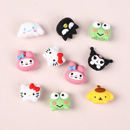 Silicone 3D Focal Beads Sanrio Avatar Smiling Faces Mixed Set 20pcs 5