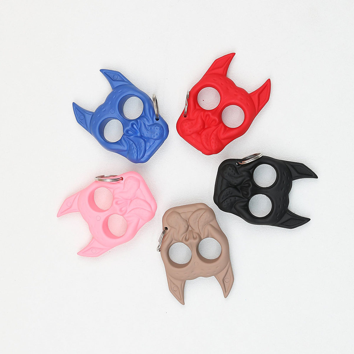 Self Defense Finger Lock Ring Dog Head Keychain Plastic 9x6cm