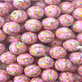 15mm Silicone Beads Pink Flower Rainbow Printed 50pcs