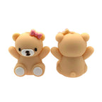 Silicone 3D Focal Beads Bear Wearing Pink Bow Sitting Pose 20 pcs 3