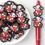 Cute Cow Heart Basket Silicone Focal Beads 20Pcs 