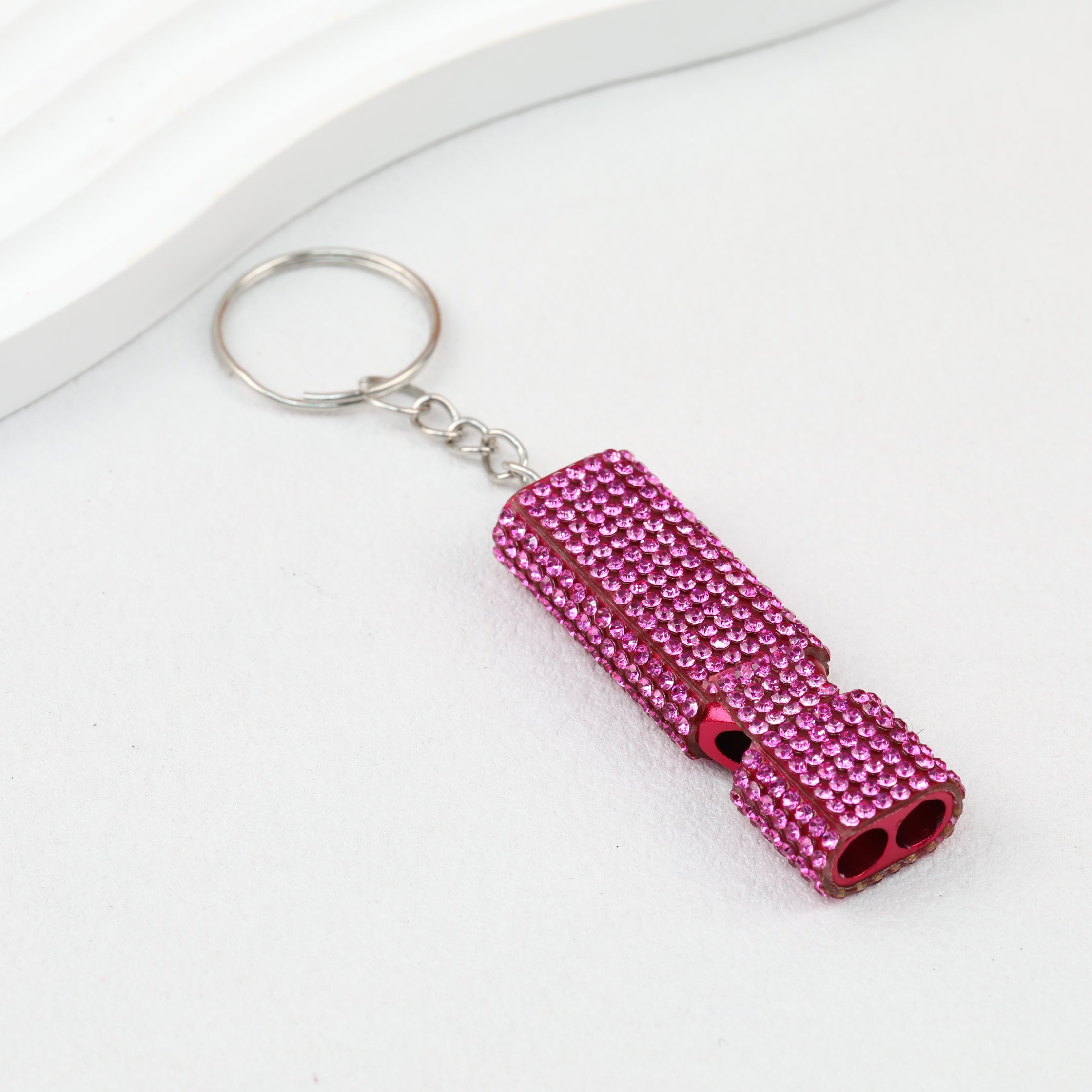 Rhinestone Whistle Keychain Self Defense Colorful Compact