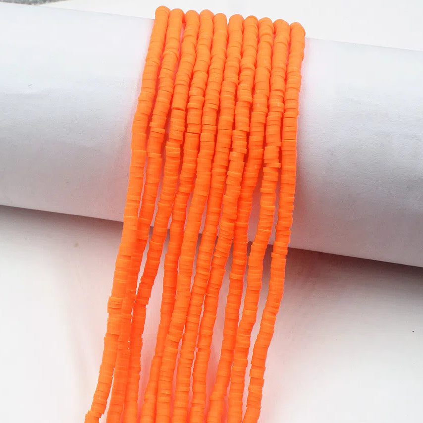 Flat Clay Beads 4mm Solid Color Polymer Disc 10strands 10