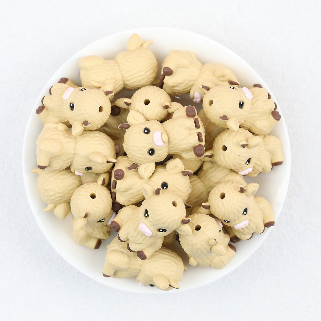  3D Cute Yak Silicone Focal Beads 20Pcs 3