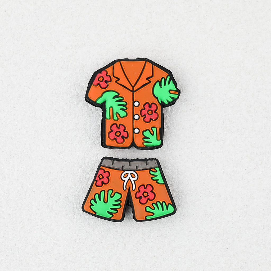Summer Floral Pattern Shirt Silicone Focal Beads 20 pcs