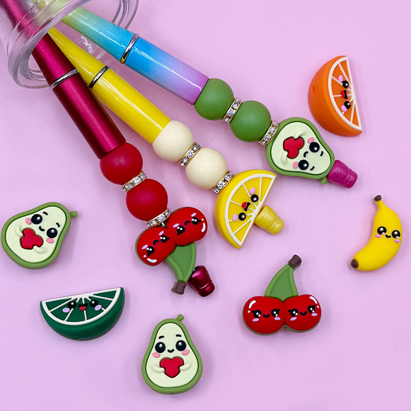 Silicone 3D Fruit Series Focal Beads Cute Fruit Shapes 20pcs