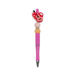 Silicone Focal Beads Valentine Pink Guitar with Hearts and Stars 20pcs 3