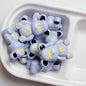 Hand Painted Bear Acrylic Beads 33x22mm Glossy Pastel 5pcs 8