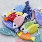 Hand Painted Fish Ceramic Beads 29mm Spotted Colorful 5pcs 2