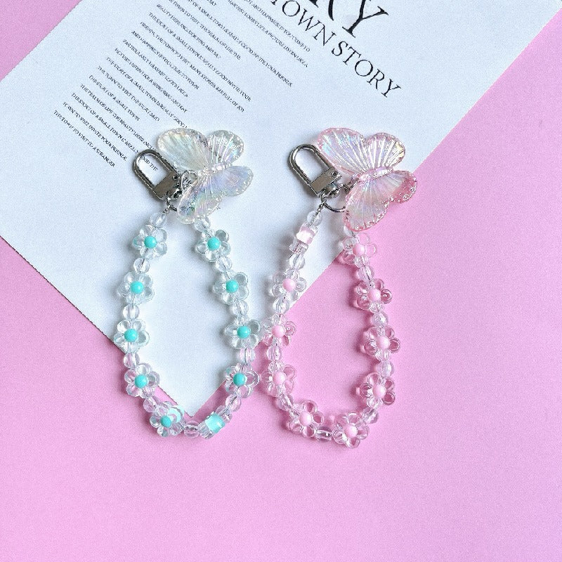 Acrylic Flower Laser Butterfly Beaded Keychain Translucent Colorful 4